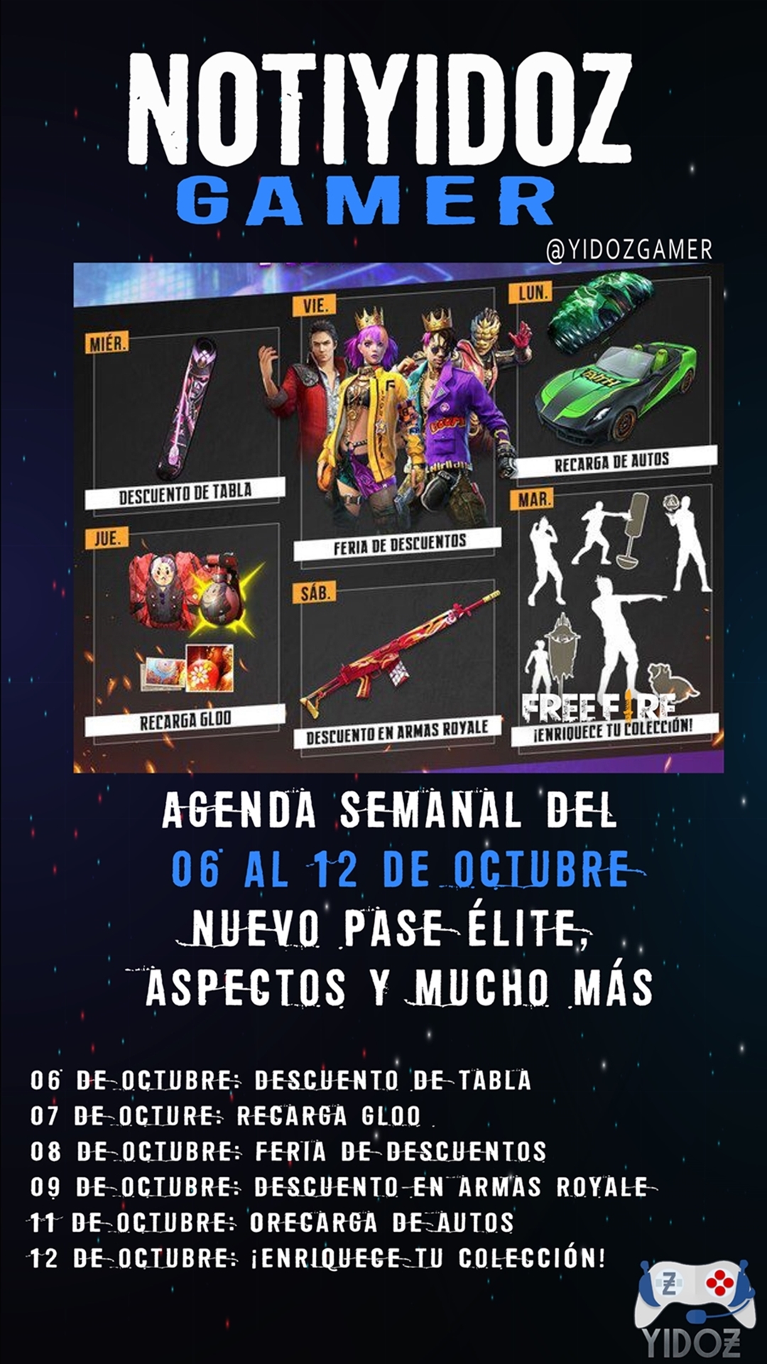 Garena Free Fire: agenda semanal del 6 al 12 de octubre 