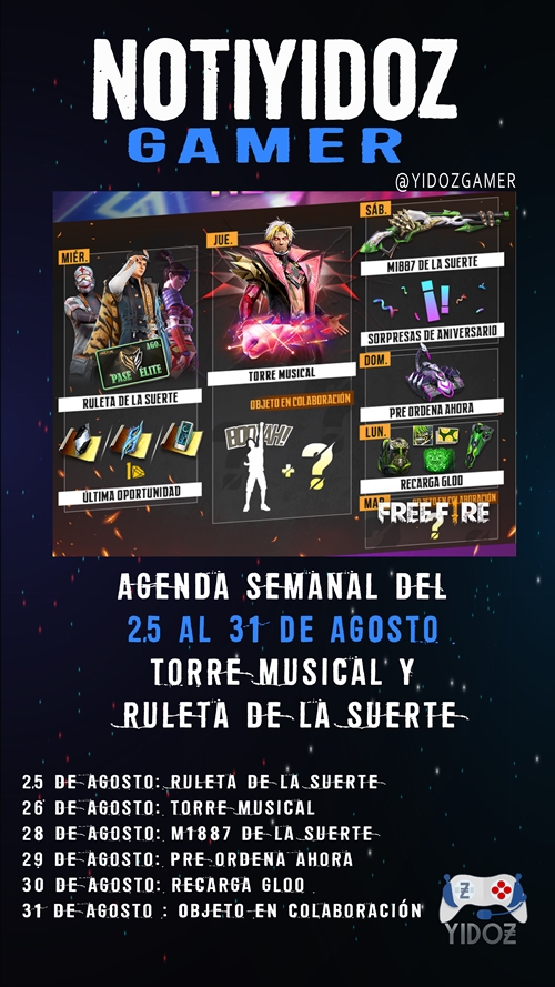 Freefire: Agenda semanal del 24 al 31 de agosto